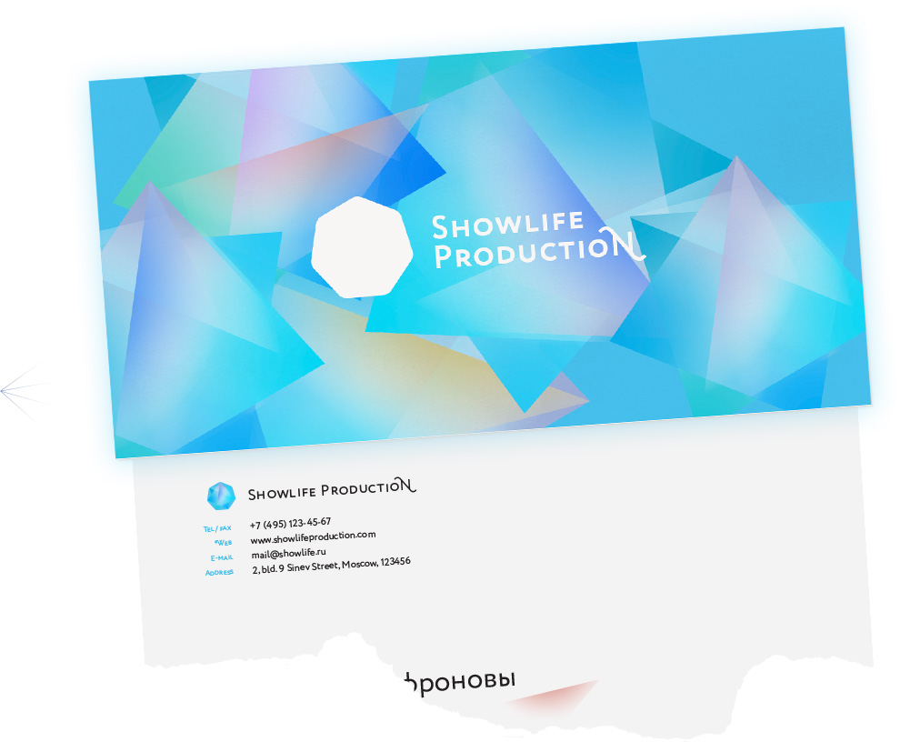 showlife production themed envelope with the paper