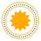 symbolic simplified sun in the yellow rounded button
